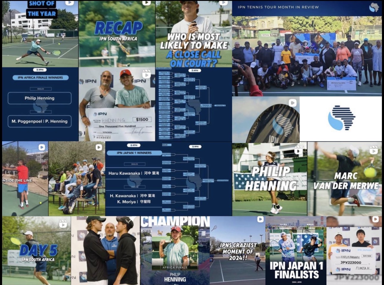 A collage from the IPN Tennis Tour across Japan and Southern Africa